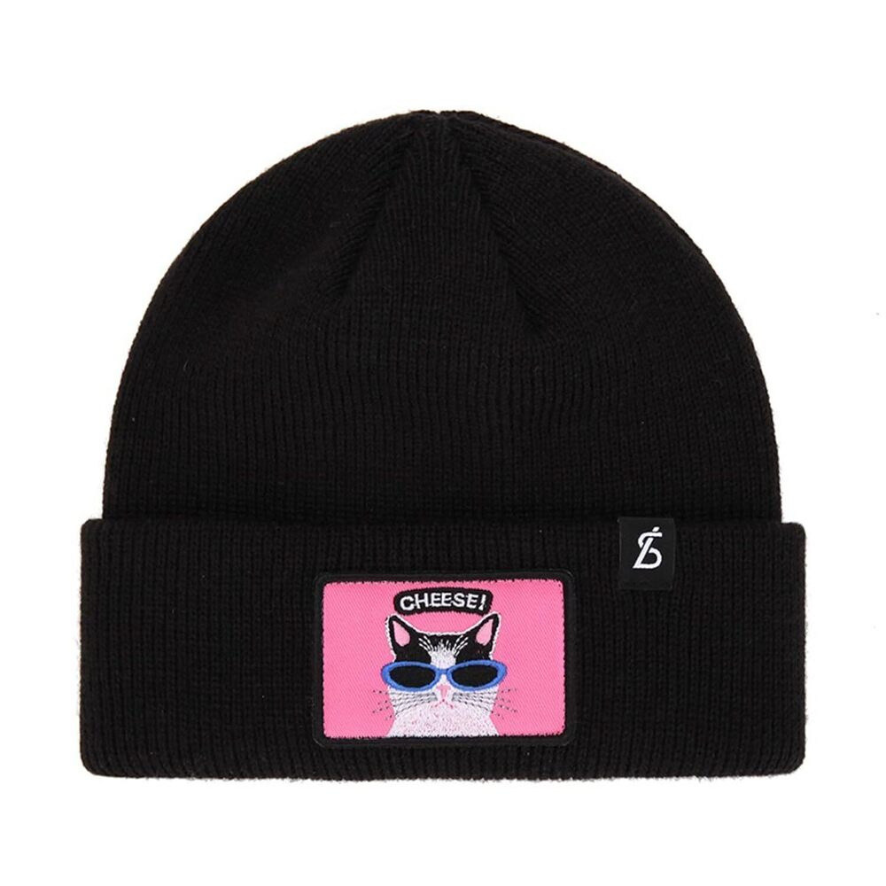4472 Black Sands Animal Wappen Beanie Pink CAT